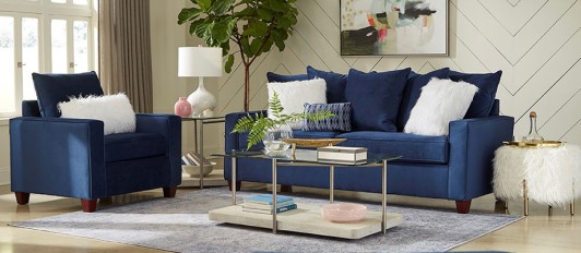 Indigo Blue Sofa & Chair